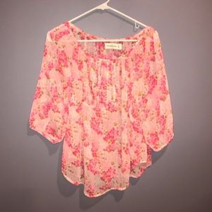 Abercrombie & Fitch Pink Floral Lightweight Blouse